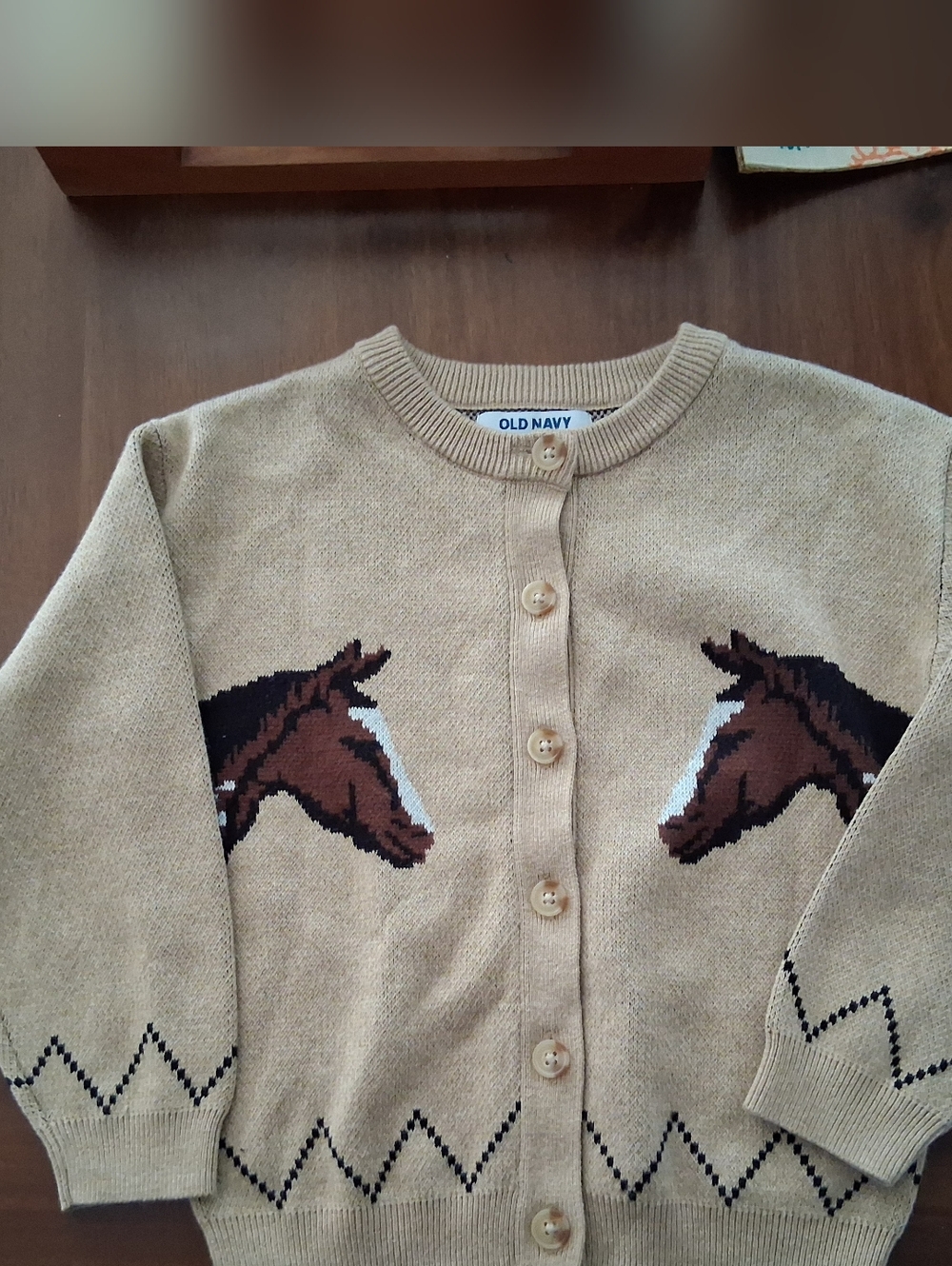Old Navy Kids Beige Sweater Cardigan with Fox Motif